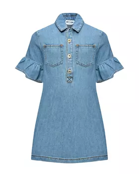 Джинсовое платье с рюшами на рукавах Moschino