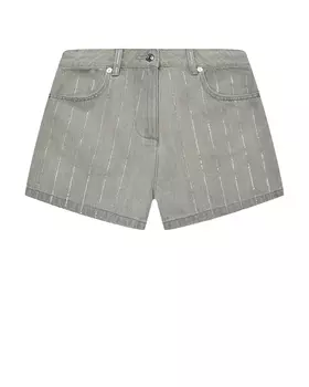Джинсовые шорты с полосками из стразов Ermanno Scervino
