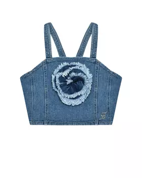 Джинсовый топ с объемным цветком Miss Blumarine
