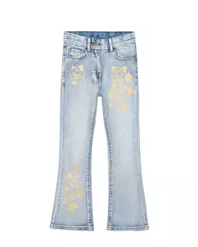 Джинсы клеш с цветочной вышивкой Monnalisa детские
