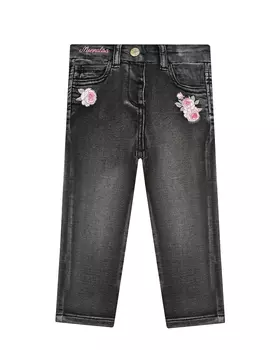 Джинсы с цветочной вышивкой Monnalisa детские
