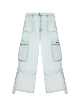 Джинсы с карманами-карго, голубые MSGM