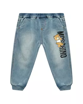 Джинсы с лого и медвежонком Moschino