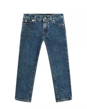 Джинсы с логотипом на заднем кармане, синие Dolce&Gabbana