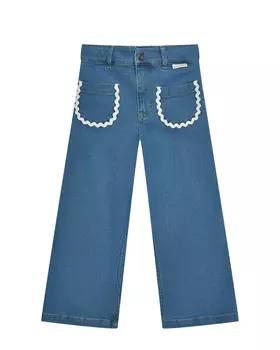 Джинсы с отделкой белой тесьмой Mipounet