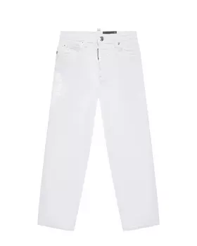Джинсы с прозрачным лого, белые Dsquared2