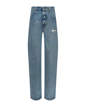 Джинсы с застежкой на пуговицы, голубые MM6 Maison Margiela
