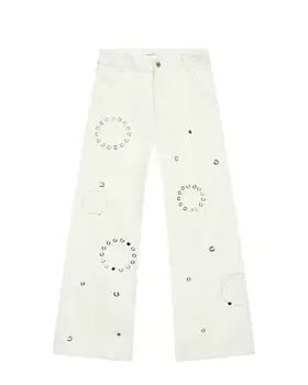 Джинсы с золотыми клепками, белые Chloe