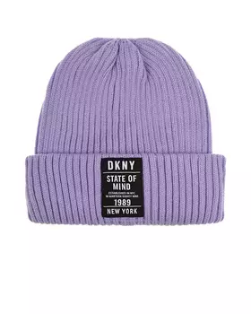 Фиолетовая шапка с логотипом на отвороте DKNY детская