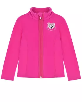 Флисовая кофта цвета фуксии с вышивкой Poivre Blanc детская