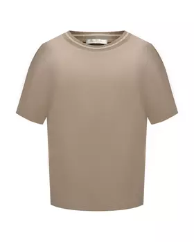 Футболка базовая с полоской, бежевая Panicale