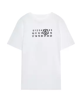 Футболка белая с черным лого MM6 Maison Margiela