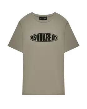 Футболка коричневая с овальным лого Dsquared2