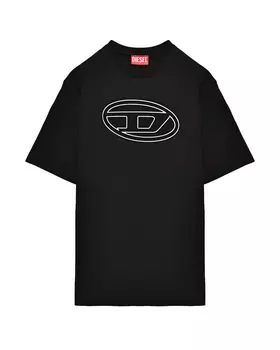 Футболка однотонная с белым логотипом Diesel