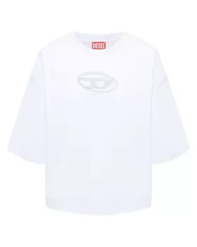 Футболка oversize с лого, белая Diesel