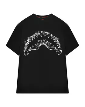 Футболка оверсайз с принтом перевернутая улыбка, черная SprayGround