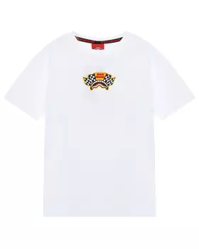 Футболка оверсайз с вышитым флажками, белая SprayGround