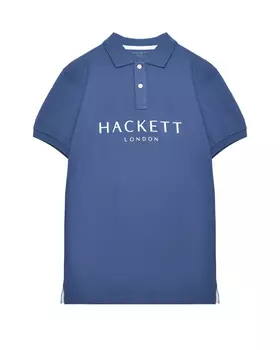 Футболка-поло лого на груди синяя Hackett London