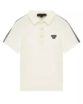 Футболка-поло с лампасами, белая Emporio Armani
