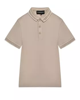 Футболка-поло с полосками на воротнике, серая Emporio Armani