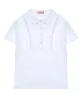 Футболка-поло с рюшами, белая No. 21