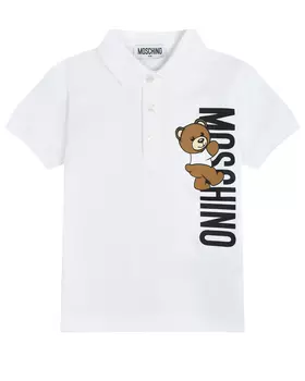 Футболка-поло с вертикальным лого Moschino