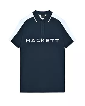 Футболка-поло синяя с белым лого Hackett London