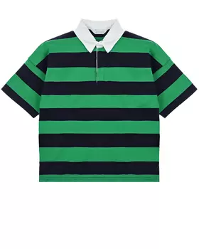 Футболка-поло в черно-зеленую полоску Palm Angels детская