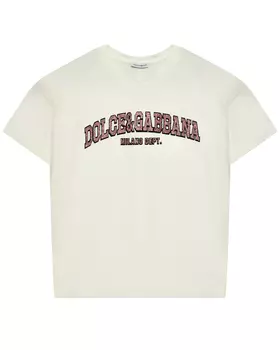 Футболка с блестящим логотипом DG, белая Dolce&Gabbana