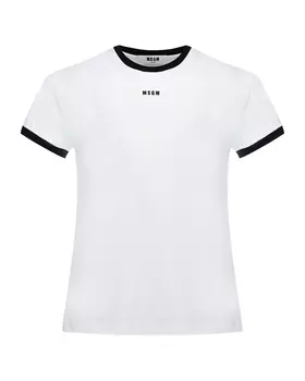 Футболка с черным кантом, белая MSGM
