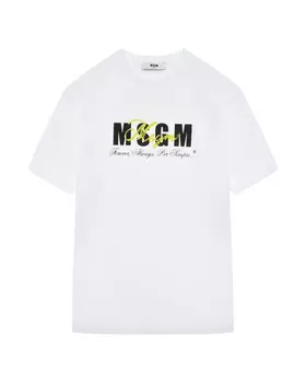 Футболка с черным лого, белая MSGM