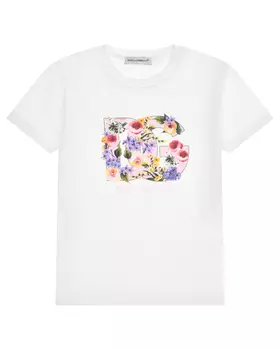 Футболка с цветочным лого, белая Dolce&Gabbana