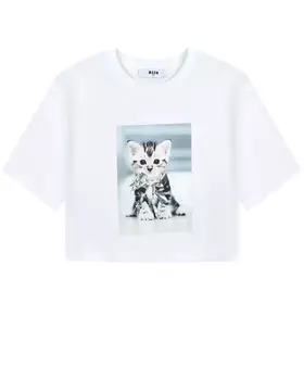 Футболка с фотопринтом, белая MSGM