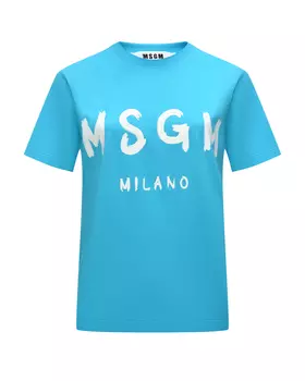 Футболка с крупным лого, голубая MSGM