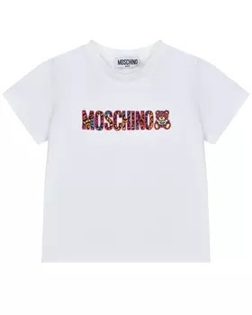 Футболка с леопардовым лого Moschino