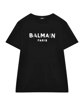 Футболка с лого, черная Balmain