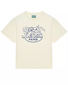 Футболка с лого и цветами на груди KENZO