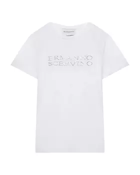 Футболка с лого из стразов, белая Ermanno Scervino