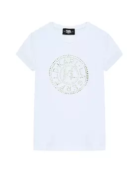 Футболка с лого из стразов Karl Lagerfeld kids