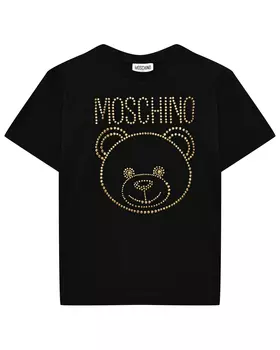Футболка с лого из заклепок Moschino