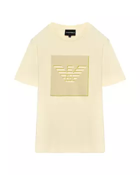 Футболка с лого, кремовая Emporio Armani