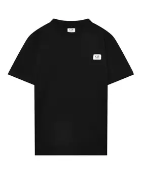 Футболка с лого на груди, черная CP Company