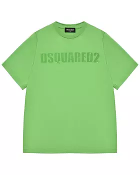 Футболка с лого в тон, зеленая Dsquared2