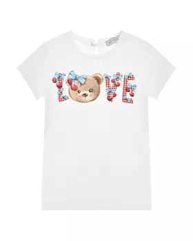 Футболка с надписью LOVE и принтом "мишка" Monnalisa