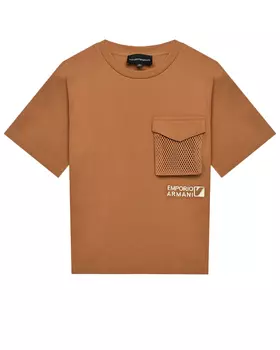 Футболка с нагрудным карманом и логотипом, терракотовая Emporio Armani