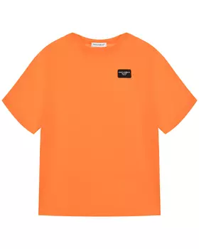 Футболка с нашивкой лого, оранжевая Dolce&Gabbana