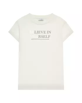 Футболка с принтом "Believe in yourself" Brunello Cucinelli