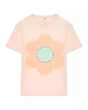 Футболка с принтом "цветок", розовая Stella McCartney