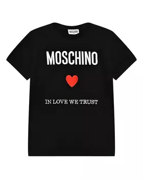 Футболка с принтом "In love we trust" Moschino