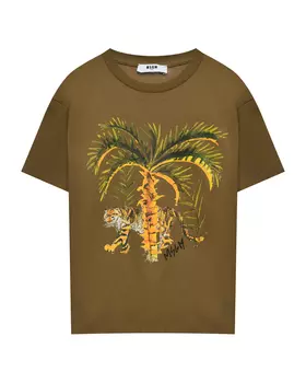 Футболка с принтом "пальма" MSGM